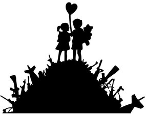 Διακοσμητικό Τοίχου Banksy 891TNL2291 52x70cm Black Wallity Μέταλλο