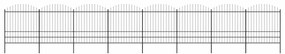 vidaXL Φράχτης Κήπου με Κορυφή Δόρυ Μαύρος Ατσάλινος 1426 x 200 εκ.