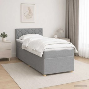 vidaXL Κρεβάτι box spring με στρώμα Ανοιχτό γκρι 100 x 200 cm Ύφασμα