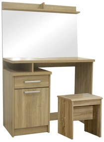 Τουαλέτα κρεβατοκάμαρας Olympus pakoworld με καθρέπτη και σκαμπό σε sonoma απόχρωση 90.5x39.5x75εκ