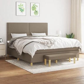 Κρεβάτι Boxspring με Στρώμα Taupe 180x200 εκ. Υφασμάτινο - Μπεζ-Γκρι