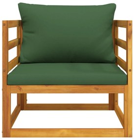 Καρέκλα Κήπου από Μασίφ Ξύλο Ακακίας με Πράσινα Μαξιλάρια - Πράσινο