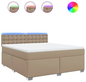 Κρεβάτι Boxspring με Στρώμα Καπουτσίνο 180x200 εκ. Συνθ. Δέρμα - Καφέ