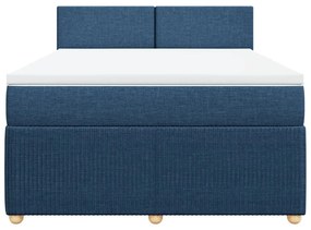 vidaXL Κρεβάτι Boxspring με Στρώμα Μπλε 140x200 εκ. Υφασμάτινο