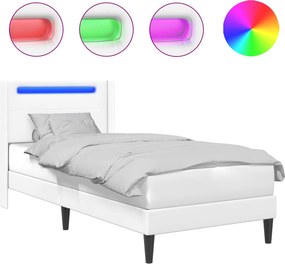 vidaXL Σκελετός Κρεβατιού με κεφαλάρι Λευκό 90 x 190 cm Τεχνητό Δέρμα