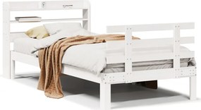 vidaXL Πλαίσιο Κρεβατιού Κεφαλάρι Λευκό 75x190εκ. Μασίφ Πεύκο