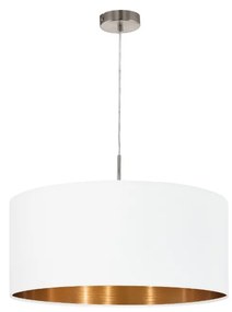 Φωτιστικό Κρεμαστό Μονόφωτο 1xE27 Ø530xH1100mm Νίκελ Ματ-Λευκό Ύφασμα- Χρώμα Χαλκού Eglο Pasteri 95045
