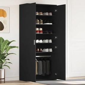 vidaXL Ντουλάπα Παπουτσιών Μαύρη 80x39x180 εκ. Επεξεργασμένο Ξύλο
