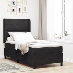 vidaXL Κρεβάτι Box Spring με Στρώμα & LED Μαύρο 80x200 εκ Βελούδο