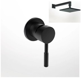 La Torre New Tech Black Matt 12151N-400 Μίκτης Εντοιχισμού 3Εξόδων με Εκτροπέα+Ανακλινόμενη Κεφαλή Square 30x30εκ+Μπράτσο Τοίχου