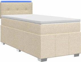 vidaXL Κρεβάτι box spring με στρώμα Κρεμ 90 x 200 cm Ύφασμα