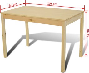 Ξύλινη Τραπεζαρία με 4 Καρέκλες Φυσικό Χρώμα