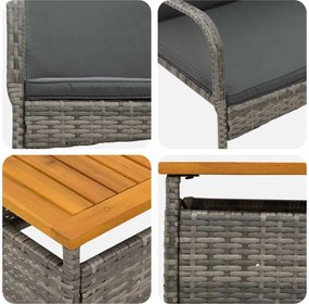 vidaXL Σετ Μπιστρό Κήπου 3 pcs Γκρι συνθετικό ρατάν