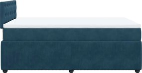 vidaXL Κρεβάτι Boxspring με Στρώμα Μπλε 120x190 εκ. Βελούδινο
