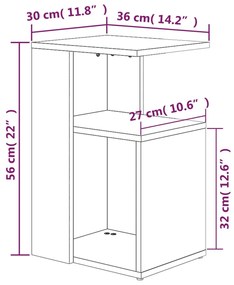 vidaXL Τραπέζι Βοηθητικό Καφέ Δρυς 36x30x56 εκ. από Επεξεργασμένο Ξύλο