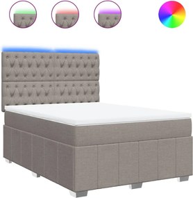 vidaXL Κρεβάτι Boxspring με Στρώμα Taupe 140x190 εκ. Υφασμάτινο
