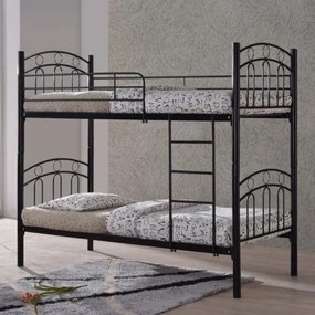 DECKER κρεβάτι κουκέτα Μεταλλικό Βαφή Μαύρη 98x210x176 (Στρώμα 90x200) cm Ε8046