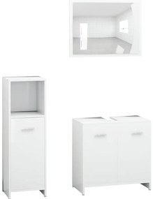 vidaXL Σετ Επίπλων Μπάνιου 3 Τεμαχίων Λευκό από Επεξεργασμένο Ξύλο