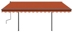 vidaXL Τέντα Συρόμενη Χειροκίνητη με LED Πορτοκαλί / Καφέ 4x3 μ.