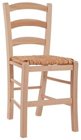 Καρέκλα Άβαφη ΠΑΡΟΣ Μασίφ Ξύλο Οξιάς με Ψάθα 40x43x88 εκ.