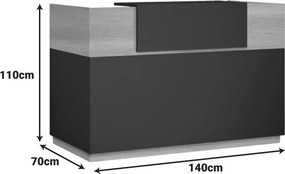 Γραφείο reception Lotus pakoworld σε χρώμα φυσικό - ανθρακί 140x70x110εκ