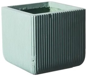Γλάστρα Πήλινη Τετράγωνη Stripe Μέντα XL 44x44x38 εκ. D-2050-8 Supergreens-D-2050-8-Πράσινο D-2050-8