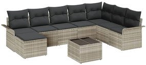 vidaXL Σετ Καναπέ Κήπου με μαξιλάρι 9 pcs Γκρι Πολυ ράταν
