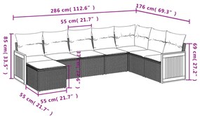 vidaXL Σαλόνι Κήπου Σετ 8 Τεμαχίων Γκρι Συνθετικό Ρατάν με Μαξιλάρια