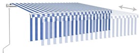 vidaXL Τέντα Συρόμενη Αυτόματη με Σκίαστρο Μπλε / Λευκό 6 x 3 μ.