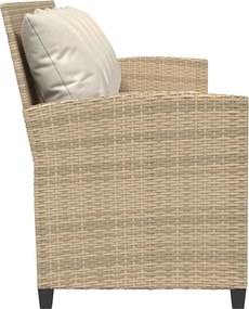 vidaXL Καναπές κήπου 5θέσιος με μαξιλάρια Μπεζ Poly Rattan