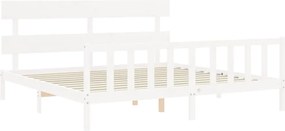vidaXL Σκελετός Κρεβ. Χωρίς Στρώμα Λευκό 200x200 εκ Μασίφ Πεύκο