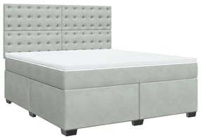 vidaXL Κρεβάτι Boxspring με Στρώμα Ανοιχτό Γκρι 180x200 εκ. Βελούδινο