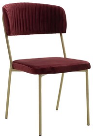 Καρέκλα Livio 101-000045 53x57x89 Bordo-Gold Βελούδο, Μέταλλο