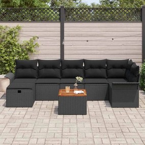 vidaXL Σετ Καναπέ Κήπου με μαξιλάρι 8 pcs Μαύρο Πολυ ράταν