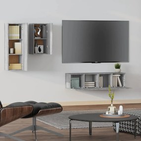 vidaXL Σετ Επίπλων Τηλεόρασης 4 Τεμ. Γκρι Sonoma Επεξεργασμένο Ξύλο