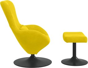 vidaXL Αυγό Καρέκλα με Σκαμνί Κίτρινο Βελούδο