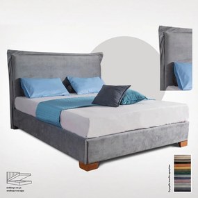 Κρεβάτι Ντυμένο "SMILE" για στρώμα 160χ200 υπέρδιπλο με επιλογή χρώματος - Γκρι