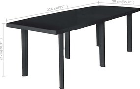 vidaXL Τραπέζι Κήπου Ανθρακί 216 x 90 x 72 εκ. Πλαστικό