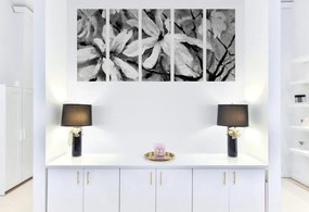 5 τεμάχια λουλουδιών ακουαρέλα δέντρου σε μαύρο & άσπρο - 100x50