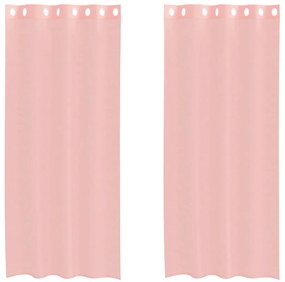vidaXL Κουρτίνες Voile με ροδέλες 2 τεμάχια Ροζ 140x245 εκ.