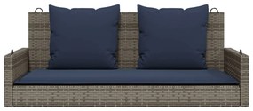 vidaXL Παγκάκι Κούνιας με Μαξιλάρια Γκρι 119 x 56 x 48 εκ. από Συνθετικό Ρατάν
