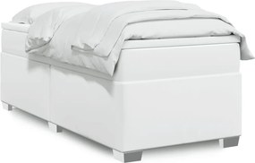 vidaXL Κρεβάτι Boxspring με Στρώμα Λευκό 90x190εκ. από Συνθετικό Δέρμα