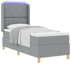 vidaXL Κρεβάτι Box Spring με Στρώμα & LED Φως Γκρι 80x200 εκ. Υφάσματα
