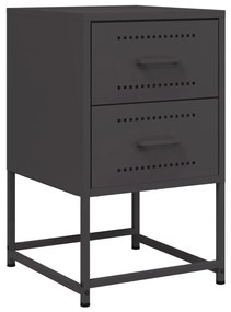 Κομοδίνα 2 τεμ. Μαύρα 36x39x60,5 εκ. Χάλυβα - Μαύρο