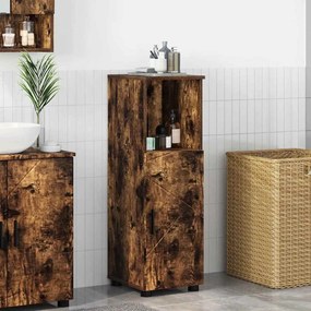 vidaXL Ντουλάπι Μπάνιου Καπνιστό Δρύς 30 x 35 x 95 εκ