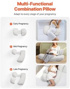 VEVOR Pregnancy Pillows Adjustable &amp; Soft Maternity Pillow for Pregnant Women