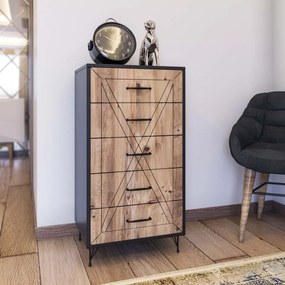 Συρταριέρα 5 Θέσεων (50x40x95) A-G Planet 854KLN3402 Anthracite Oak