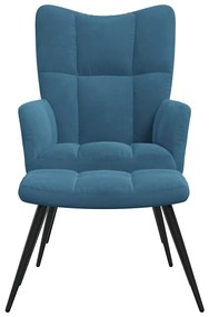 vidaXL Πολυθρόνα Relax Μπλε Βελούδινη με Σκαμπό