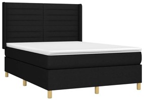 ΚΡΕΒΑΤΙ BOXSPRING ΜΕ ΣΤΡΩΜΑ &amp; LED ΜΑΥΡΟ 140X200 ΕΚ. ΥΦΑΣΜΑΤΙΝΟ 3138959