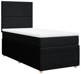 Κρεβάτι Boxspring με Στρώμα Μαύρο 90x200 εκ. Υφασμάτινο - Μαύρο